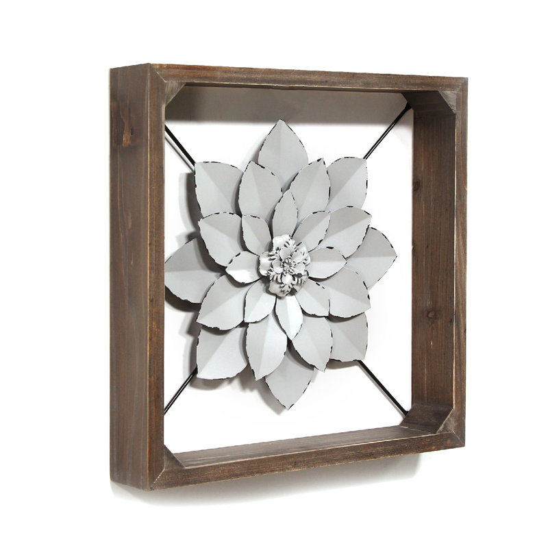 Gracie Oaks Framed Metal Flower Wall Décor & Reviews Wayfair